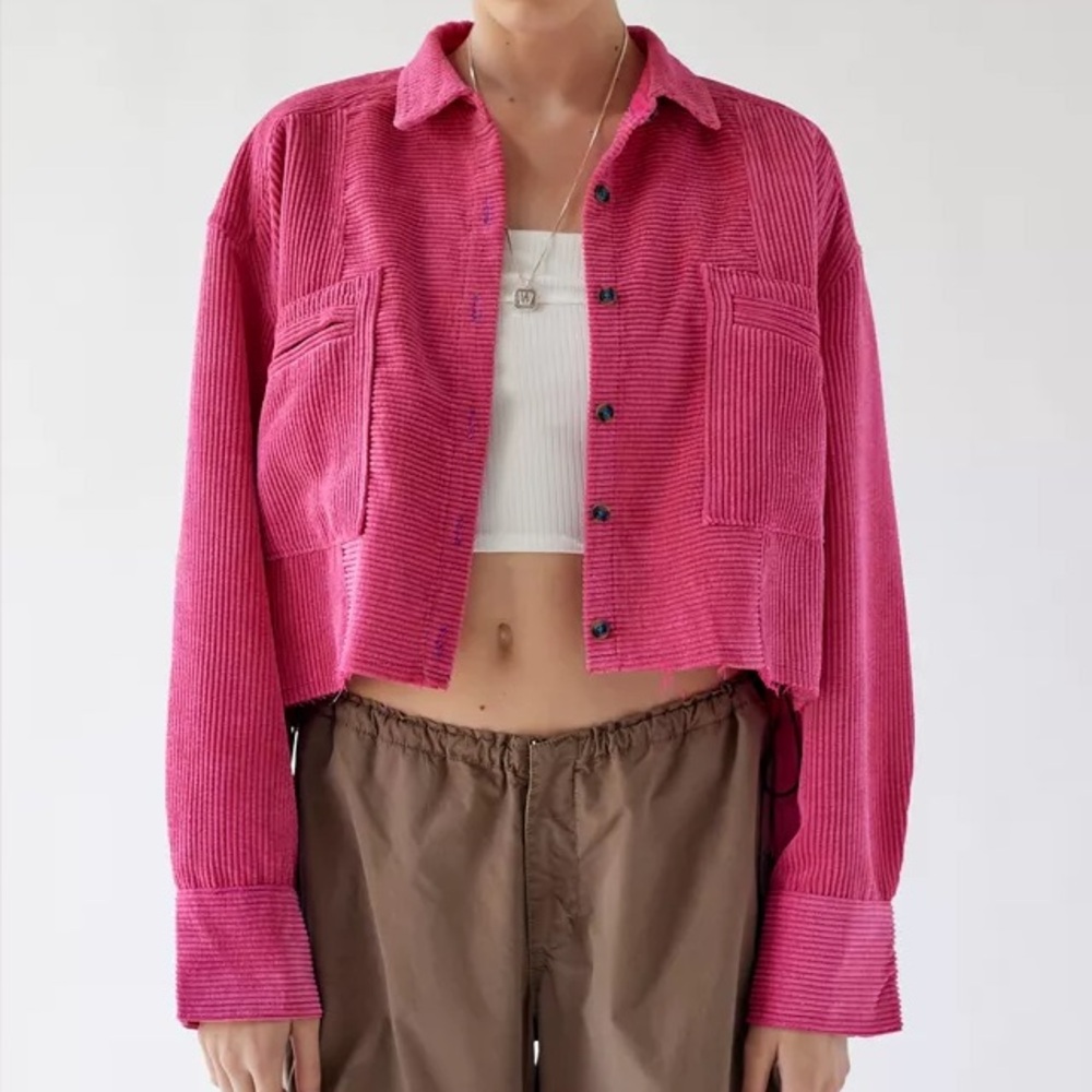 BDG Corduroy Cropped Button-Down Shirt